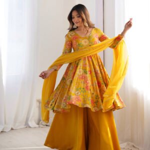 Printed Flair Kurti Plazzo Dupatta Set