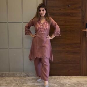 SPACIAL COORD SET COTTON FLAX EMBROIDERY WORK